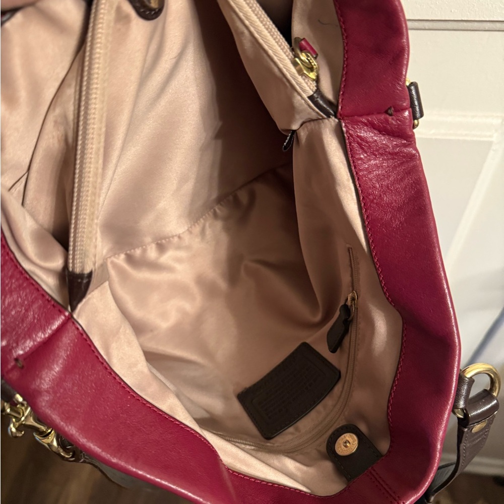 Coach Red and Brown Shoulder Bag - Picture 8 of 13